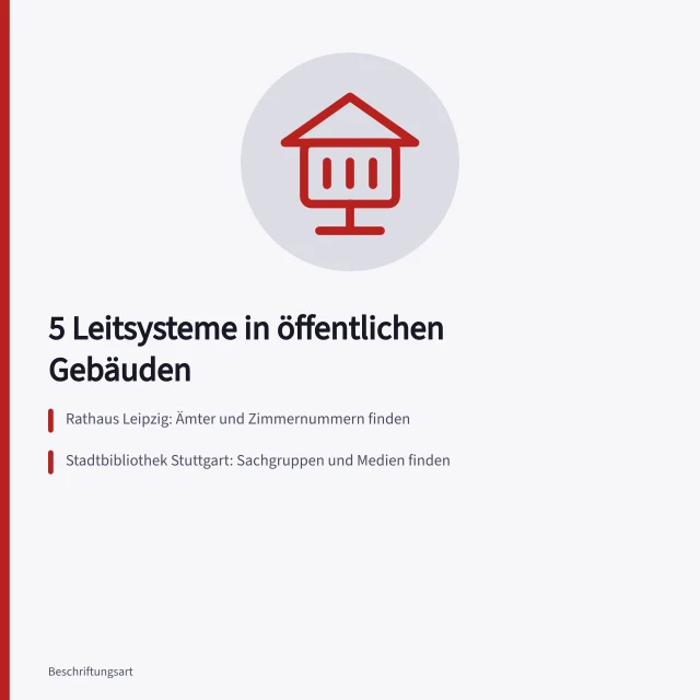 Leitsystem in einem öffentlichen Gebäude mit Wegweisern und Türschildern. 5 Beispiele für Leitsysteme in öffentlichen Gebäuden