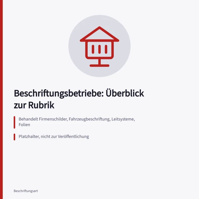 Rubrik Beschriftungsbetriebe: Firmenschilder, Fahrzeugbeschriftung, Leitsysteme, Folien. Beschriftungsbetriebe: worum es in dieser Rubrik geht